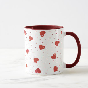 Röda hjärtor & polka dots mugg