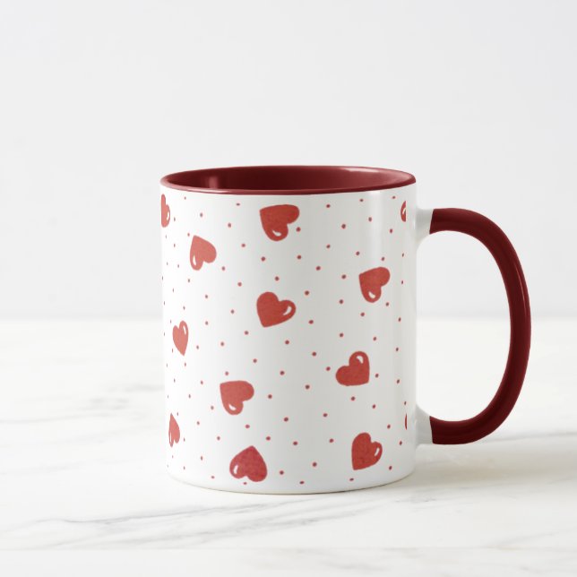 Röda hjärtor & polka dots mugg (Höger)