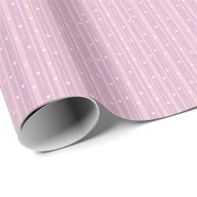 Röda hjärtstripemönster presentpapper (Rullad Hörn)