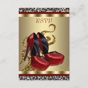 Röda högklackade skor Leopard Sweet Sixteen RSVP OSA Kort