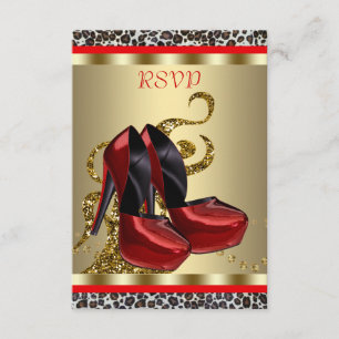Röda högklackade skor Leopard Sweet Sixteen RSVP OSA Kort