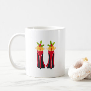 Röda Högklackar med julafton Klockor Kaffemugg