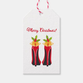 Röda Högklackar med julafton Klockor Presentetikett