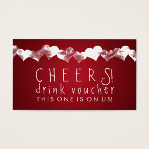 Röda höjdpunkter för Drink Voucher Grunge Hearts R Visitkort