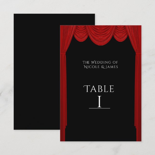 Röda HOLLYWOOD Gardiner Elegant Fest Bordsnummer (Fram/baksida)