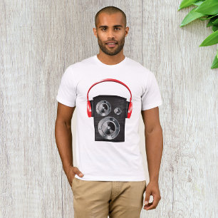 Röda hörlurar högtalare grafik musik ljud t shirt