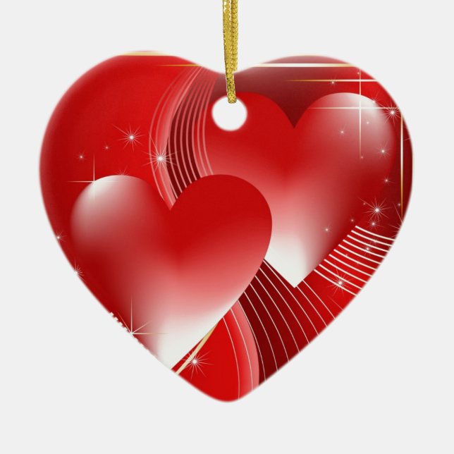 Röda hörn julgransprydnad keramik (Framsidan)