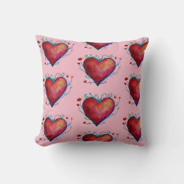 Röda hörn Vattenfärgsfärgsteckens rutnätskudde Kudde