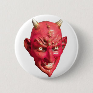 Röda Horns för helvete för djävulenSatan demon Knapp