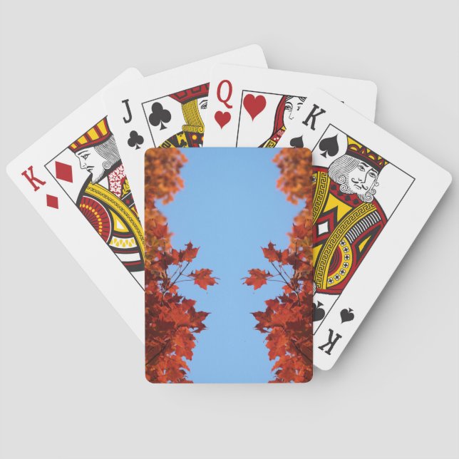 Röda Höst löv och Blå himmel Casinokort (Baksidan)