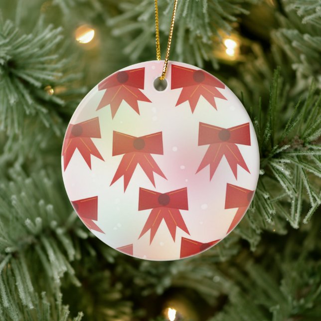 Röda höstbågar julgransprydnad keramik (Träd)