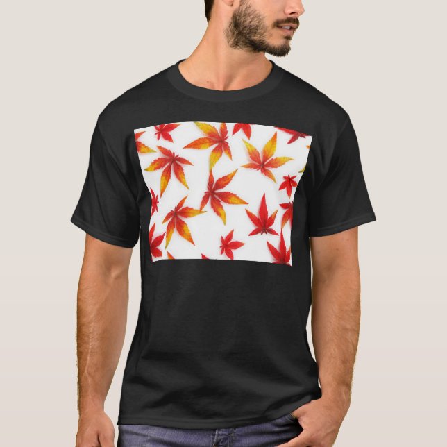 Röda höstlönnblad t shirt (Framsida)