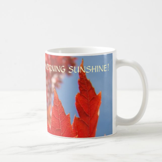 Röda höstlöv Kaffe kopp Mugg Gåva GOD MORGON (Höger)
