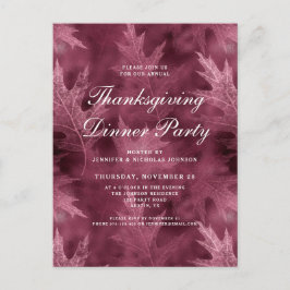 Röda höstlöv tackgivningsfest inbjudan vykort