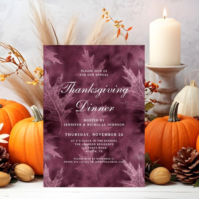 Röda höstlöv tackmiddag  inbjudningar (Red Fall Leaves Thanksgiving Dinner Invitation)