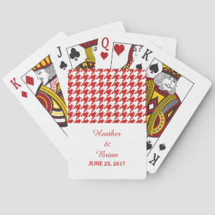 Röda Houndstooth Bröllop-kort Spel Kort