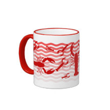 Röda hummer i rött vinkar, roligt