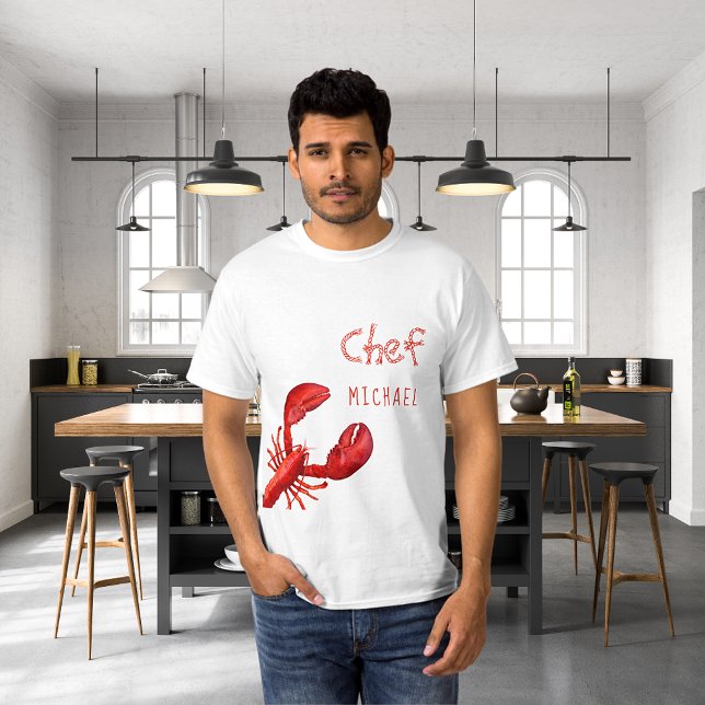 Röda hummervita egna namn t shirt (Skapare uppladdad)