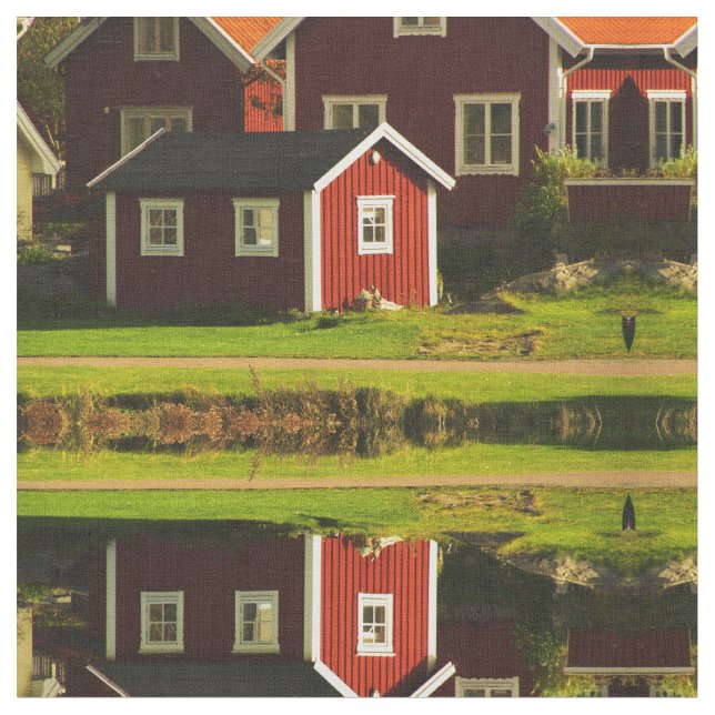 Röda hus i sverige tyg (Närbild)