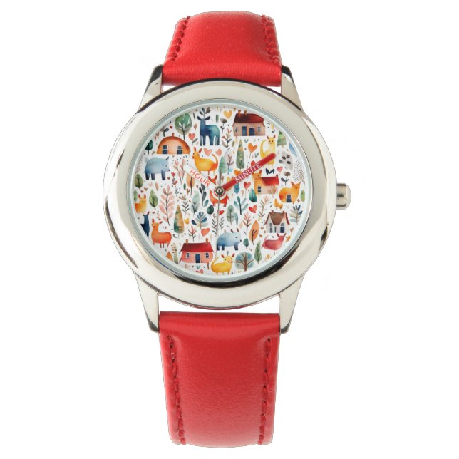 Röda hus och hus söta Pappra Lakan Armbandsur (Framsida)