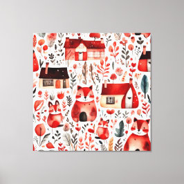 Röda hus och hus söta Pappra Lakan Canvastryck