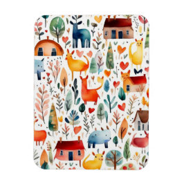 Röda hus och hus söta Pappra Lakan Magnet