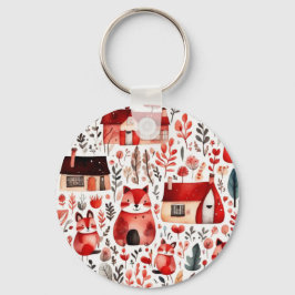 Röda hus och hus söta Pappra Lakan Nyckelring