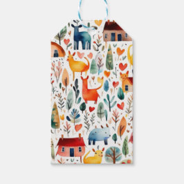 Röda hus och hus söta Pappra Lakan Presentetikett