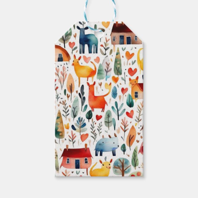 Röda hus och hus söta Pappra Lakan Presentetikett (Framsidan)