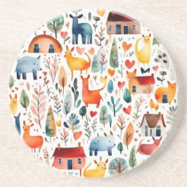 Röda hus och hus söta Pappra Lakan Underlägg