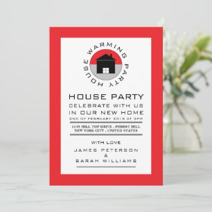 Röda husets Logotyp, Party,, House Party Inbjudningar