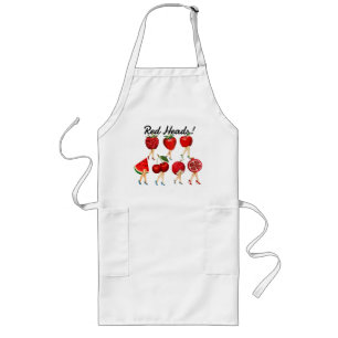 Röda huvuden! Röd frukt med Dam Ben Long Apron Långt Förkläde