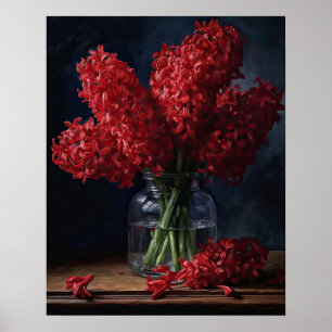 Röda hyacint Flowers Art Skriv ut Poster