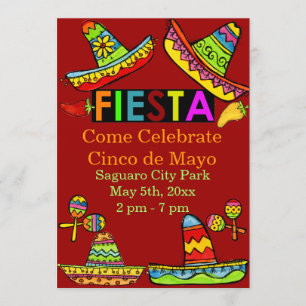 Röda inbjudningar till Mexikanska Fiesta Cinco de 