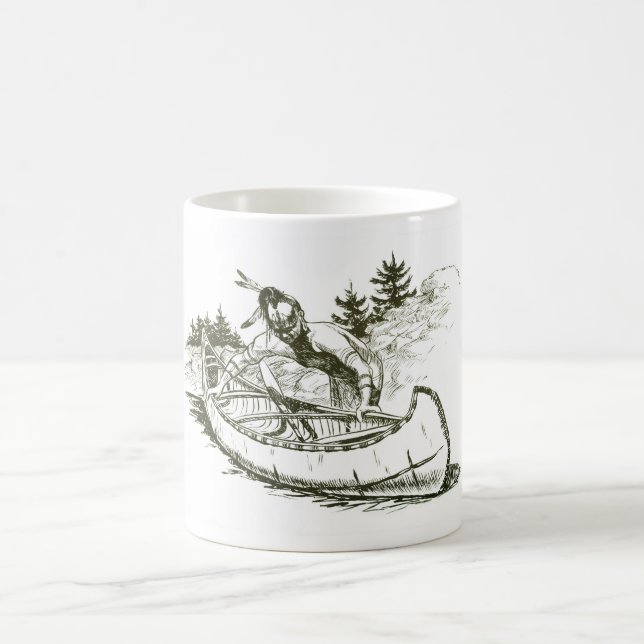 Röda indianer med kanot kaffemugg (Center)
