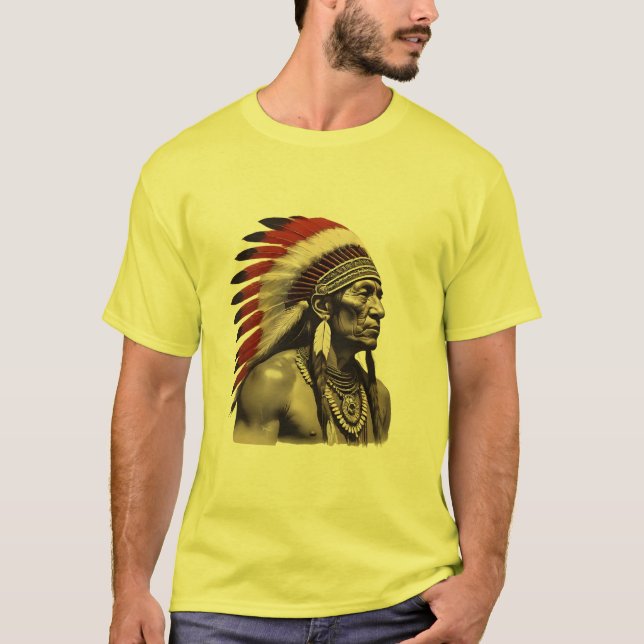 Röda indianska inhemska nordamerikanska ursprungsb t shirt (Framsida)