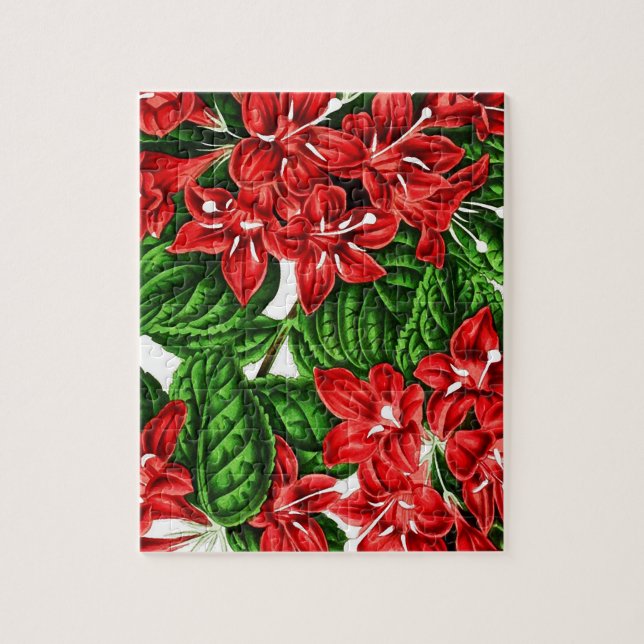 Röda ingwerblommor, vintageutskrift pussel (Vertikal)