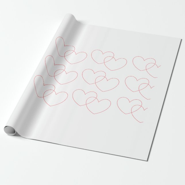 Röda Interlocking hjärtor som slår in papper Presentpapper (Utrullad)