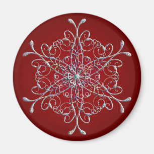 Röda isökcent Snowflake Magnet