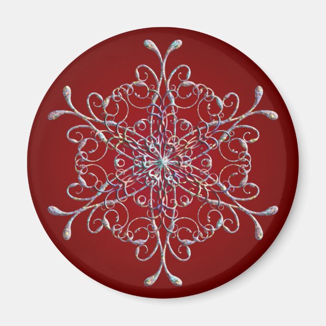 Röda isökcent Snowflake Magnet (Framsidan)