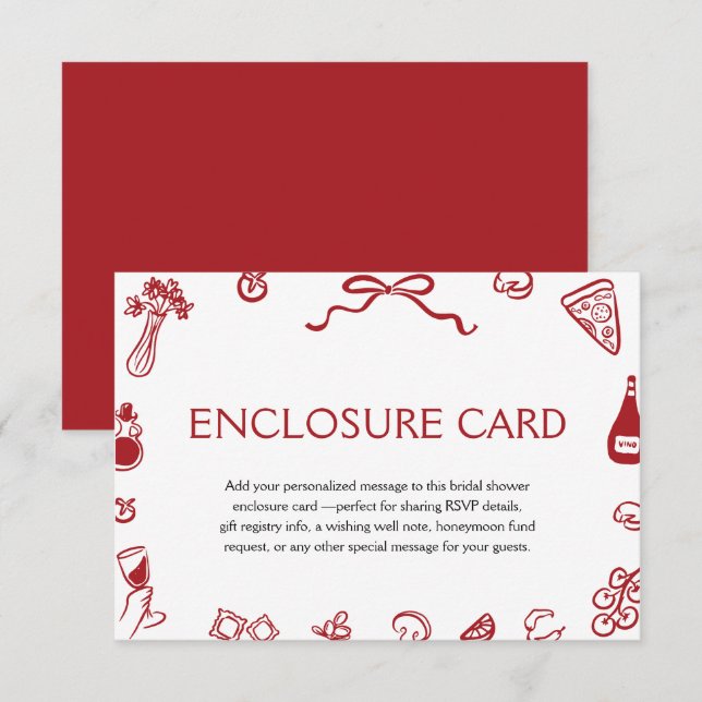 Röda italienska Hand plockade Pizza Vin som är Amo Tilläggskort (Fram/baksida)