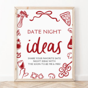 Röda italienska pizzor Date Night Idéer Bröllopsdu Poster