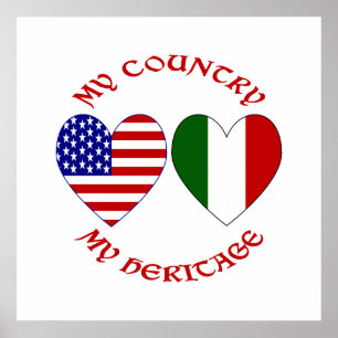 Röda italienska USA Land Heritage Poster
