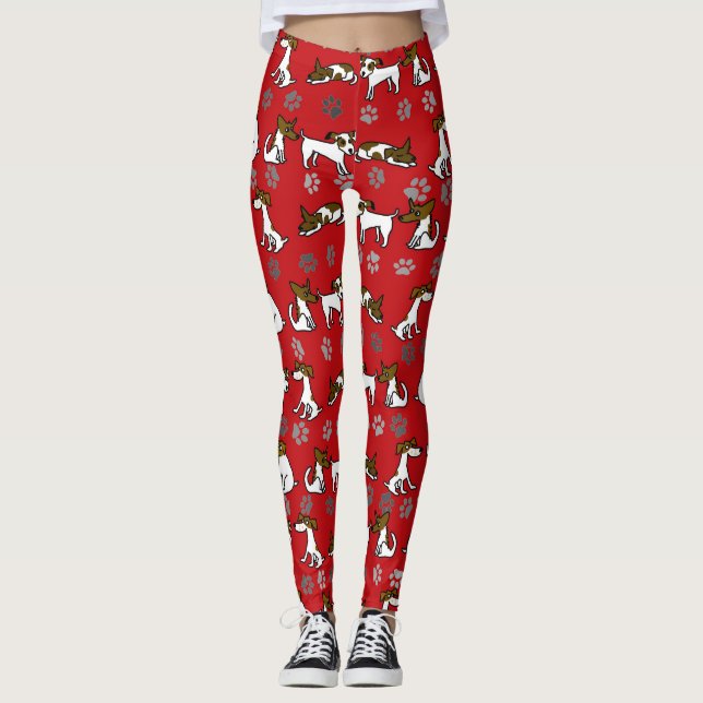 Röda Jack Russell-serietröjor Leggings (Framsida)
