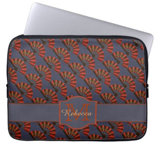 Röda Japanska Antika Fläktar Eleganta Personliga Laptop Fodral