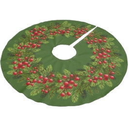 Röda järnekbär Gröna tallbar Motiv Julgransmatta Borstad Polyester