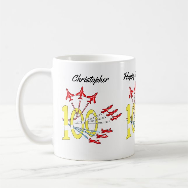 Röda Jetflygplan 100-års födelsedags kaffemugg (Vänster)