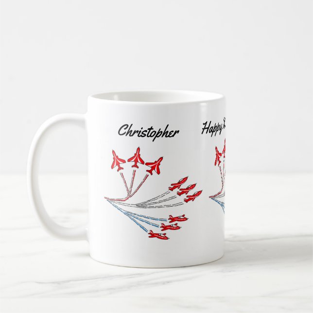 Röda Jetflygplan Födelsedags kaffemugg (Vänster)