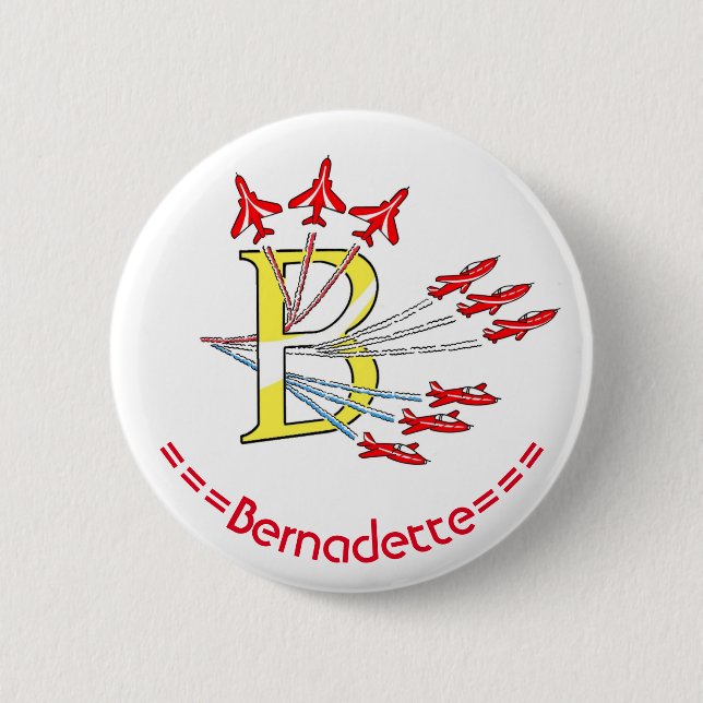 Röda jetplan B Initial Badge Knapp (Framsida)