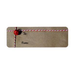 Röda jingle Bell och Twine jul Gift Labels Returadress Etikett